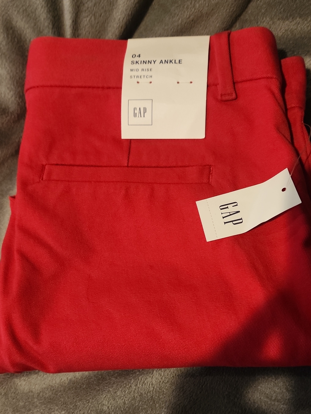 NWT Gap Mid Rise Skinny Ankle With Detail Red Size 4